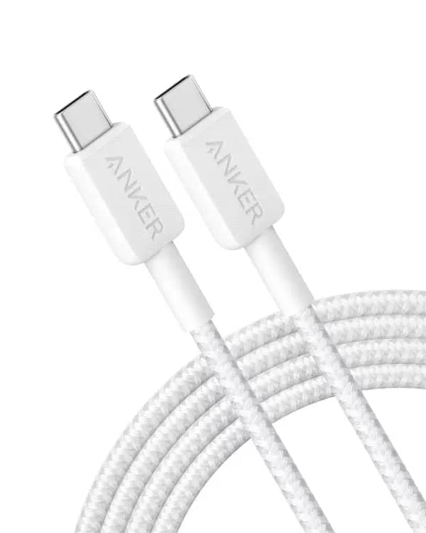 Anker 322 NYLON USB - C To USB - C Cable 60W 3ft - White - A81F5H21 - OP