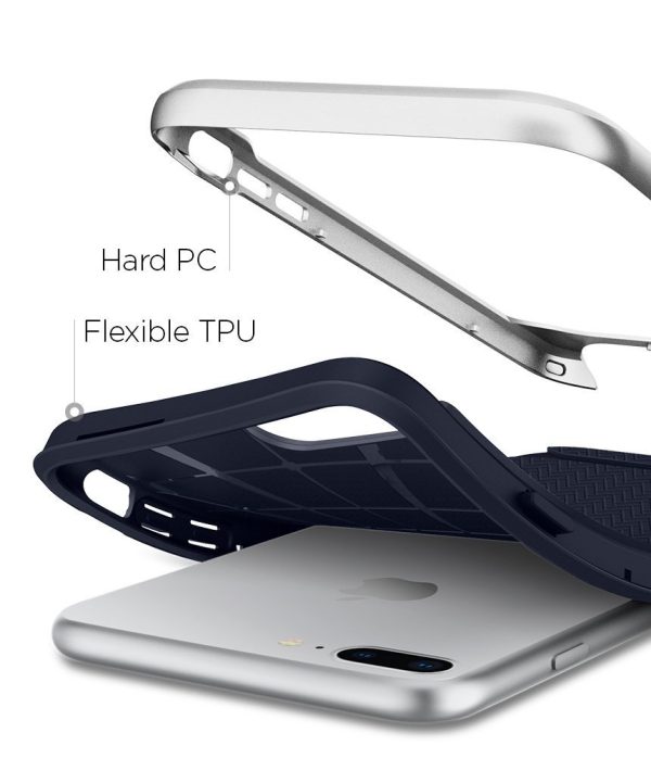 Apple iPhone 8 Plus / 7 Plus Original Spigen Case Neo Hybrid Herringbone - Satin Silver Apple iPhone 8 Plus / 7 Plus Original Spigen Case Neo Hybrid Herringbone - Satin Silver