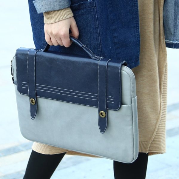 Baseus Laptop Bag British Series Ultra Soft Protective Notebook Bag 14 Inches Portable Leather Handbag for Macbook / All Other Windows Laptops