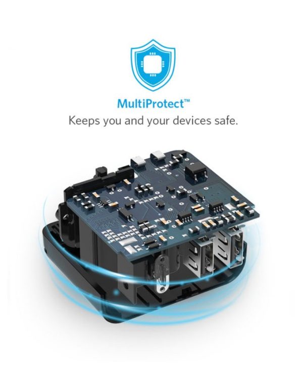 B2021L11-4-1 Anker PowerPort 2 Wall Charger & 3ft Micro USB Cable - Black B2021L11 - Image 2