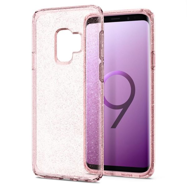s9-glitter-rose-1 Galaxy S9 Spigen Liquid Crystal Glitter Case - Rose Quartz - Image 1