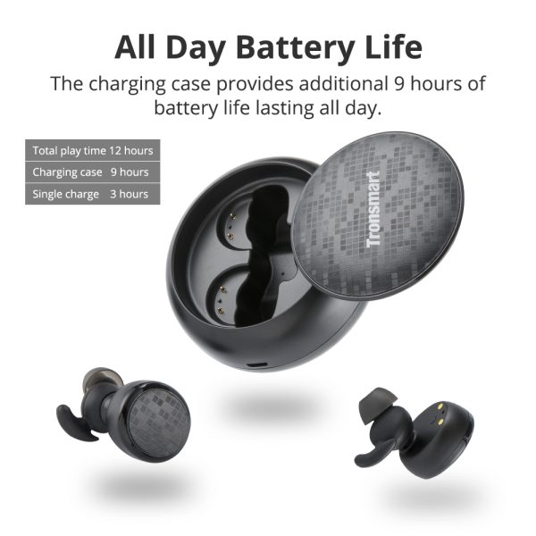 Tronsmart Encore Spunky Buds True Wireless Earphones with Charger Box - Black - Image 9