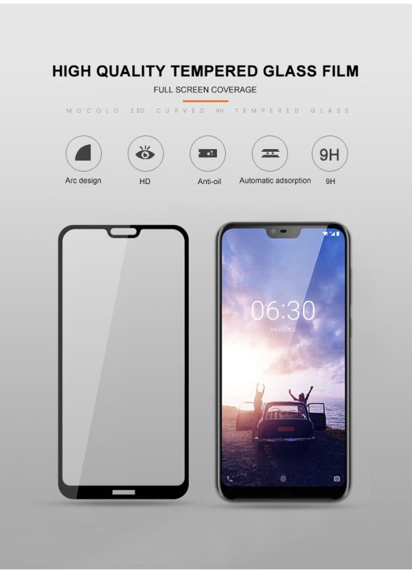 Nokia 6.1 Plus / Nokia X6 2018 3D Edge to Edge Tempered Glass - Black - Image 2