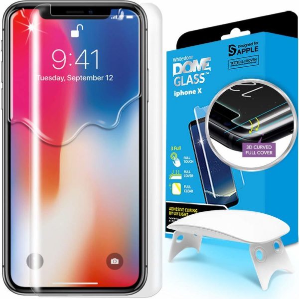 whitestone-dome-iphone-x-new iPhone 11 Pro / iPhone XS / iPhone X Whitestone Dome Glass with UV Light & Easy Install Kit - Image 1