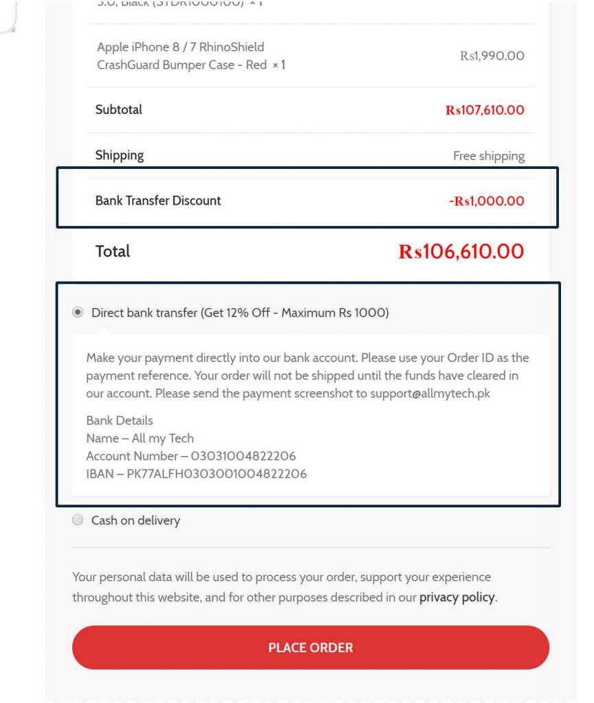bank transfer