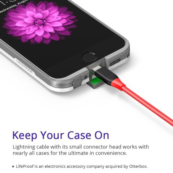 Tronsmart Double Braided Lightning Cable MFi Certified 1.2 M / 4 Feet Length - Red