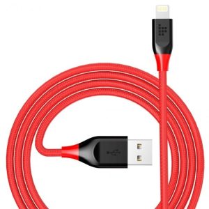 Tronsmart Double Braided Lightning Cable MFi Certified 1.8 M / 6 Ft Feet Length -  Red.