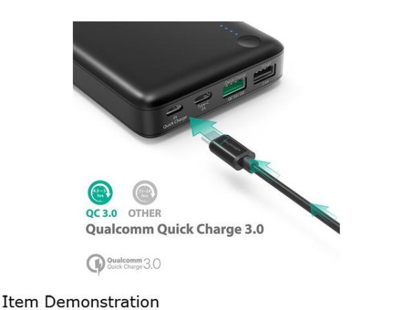RAVPower 20100 mAh QC 3.0 Power Bank External Battery Pack Portable Charger with Qualcomm Certified Quick Charge 3.0 - Black
