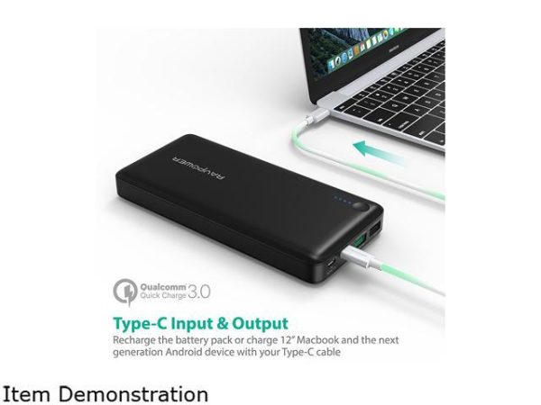 RAVPower 20100 mAh QC 3.0 Power Bank External Battery Pack Portable Charger with Qualcomm Certified Quick Charge 3.0 - Black