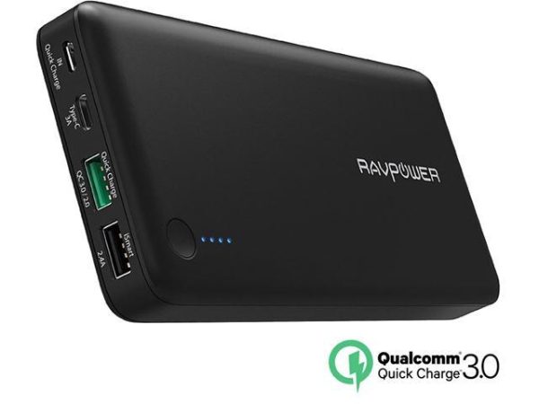 RAVPower 20100 mAh QC 3.0 Power Bank External Battery Pack Portable Charger with Qualcomm Certified Quick Charge 3.0 - Black