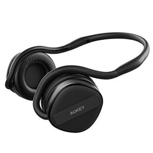 AUKEY Bluetooth Headphones, Foldable On-ear Earphones with 24 Hours Playtime, Built-in Microphone for IPhone, Android Smartphones - Black - EP-B26
