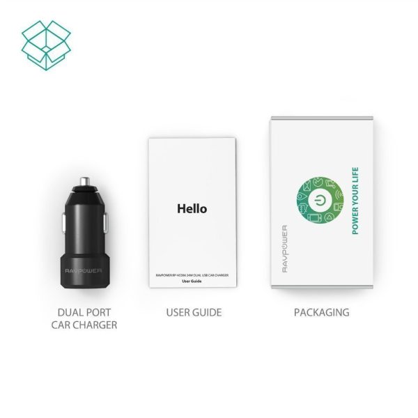 RAVPower Dual-USB Car Charger 24W ALUMINUM ALLOY