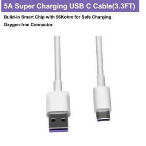 Huawei 5A SuperCharge Power Adapter, 4.5V 5A Huawei Fast Quick Charger with Super Charging USB C Cable(3.3FT) - US Plug