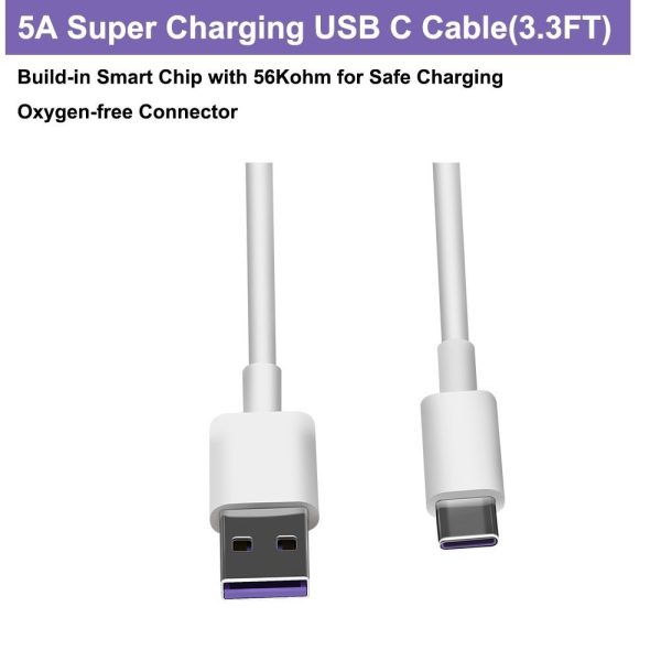 Huawei 5A SuperCharge Power Adapter, 4.5V 5A Huawei Fast Quick Charger with Super Charging USB C Cable(3.3FT) - US Plug