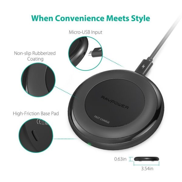 RAVPower Fast Wireless Charger For IPhone & Samsung - RP-PC058