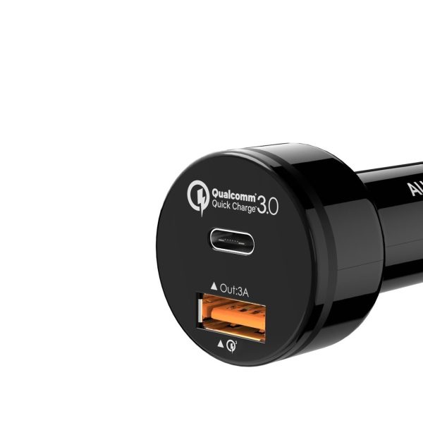 AUKEY 2-Port 33W Turbo USB-C Car Charger with QC 3.0 - Black - CC-Y1