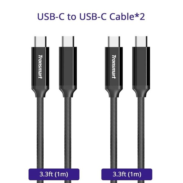 Tronsmart CPP2 PowerLink Braided Nylon USB-C to USB-C 2.0 Charging & Syncing Cable (3.3 Feet / 2 PACK)