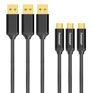 Tronsmart CPP9 Braided Nylon USB-C to USB-A 3.0 Charging & Syncing Cable (1 Feet*1, 3.3 Feet*1, 6 Feet*1 / 3 Pack)