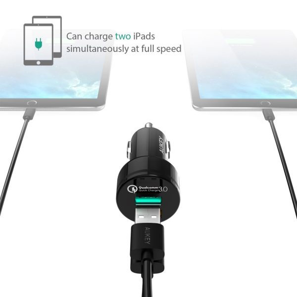 AUKEY Dual-Port Turbo Car Charger with QC 3.0 (Black) - CC-T7
