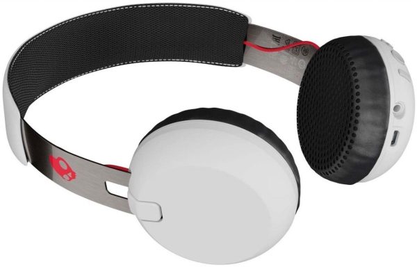 Skullcandy Grind Bluetooth Wireless On Ear Headphones with Mic - White, Black & Red