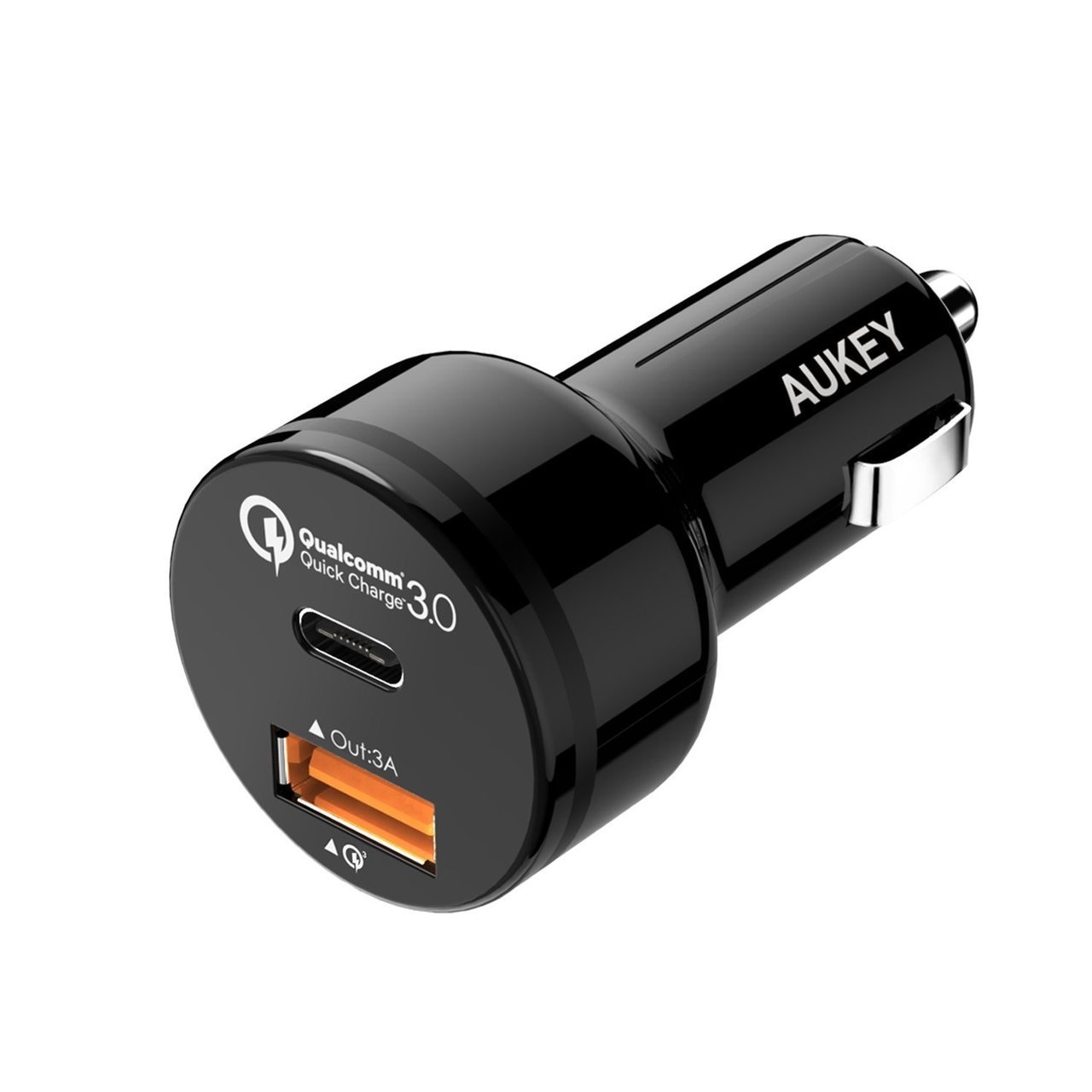 AUKEY 2-Port 33W Turbo USB-C Car Charger with QC 3.0 - Black - CC-Y1