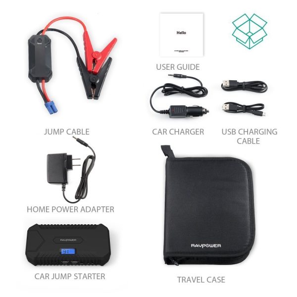 RAVPower 14000mah Car Jump Starter 550A Peak 12V (up to 5L Gas, 3L Diesel Engine) Booster Battery Charger with 4.2A output Built-In LCD Display & LED Flashlight RAVPower 14000mah Car Jump Starter 550A Peak 12V (up to 5L Gas, 3L Diesel Engine) Booster Battery Charger with 4.2A output Built-In LCD Display & LED Flashlight