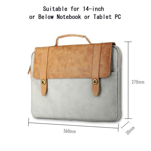 Baseus Laptop Bag British Series Ultra Soft Protective Notebook Bag 14 Inches Portable Leather Handbag for Macbook / All Other Windows Laptops