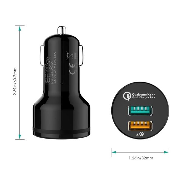 AUKEY Dual-Port Turbo Car Charger with QC 3.0 (Black) - CC-T7