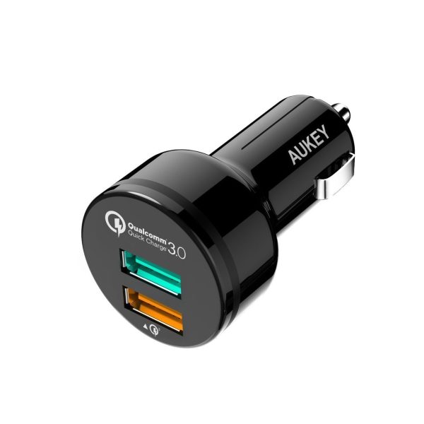 AUKEY Dual-Port Turbo Car Charger with QC 3.0 (Black) - CC-T7 AUKEY Dual-Port Turbo Car Charger with QC 3.0 (Black) - CC-T7