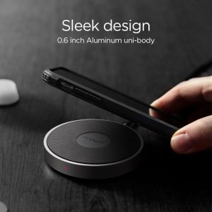 Spigen F306W Wireless Fast Charger (5W / 7.5W / 10W) for all Qi Certified Devices with QC 3.0 Charging Adapter - Black - EU Plug