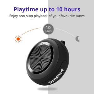 Tronsmart Splash Wireless Bluetooth Speaker, IP67 Waterproof , 10-Hour Playtime, Enhanced Bass, Built-in Mic, True Wireless Stereo - Black