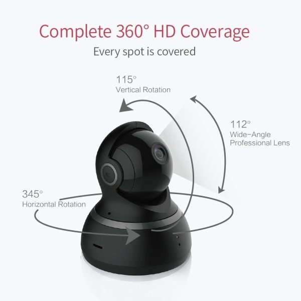 Yi Dome Camera 1080p HD Pan/Tilt/Zoom Wireless IP Security Surveillance System Night Vision - Black