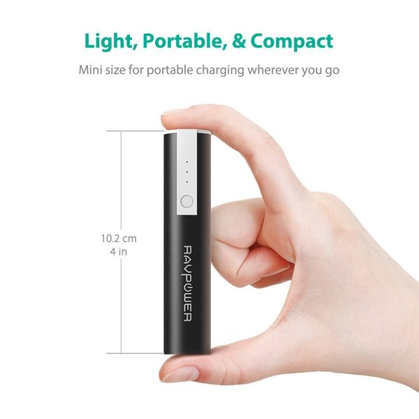 RAVPower Portable Luster Mini 3350mah Power Bank iSmart Technology for Smartphones  (Black)