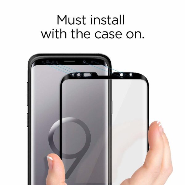 Galaxy S9 Plus Spigen GLASTr Curved Slim Case Friendly Curved Tempered Glass