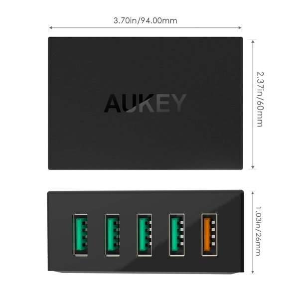 AUKEY 5-Port 54W Desktop Charger with QC 3.0 - Black - PA-T15