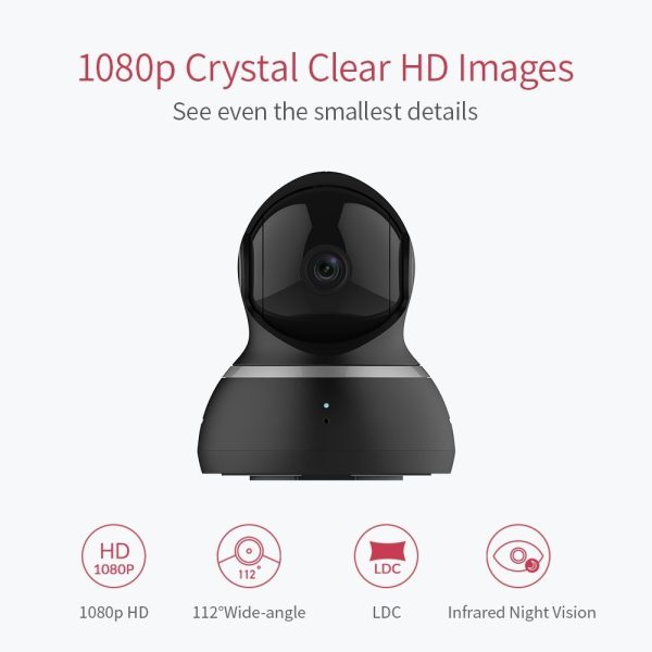 Yi Dome Camera 1080p HD Pan/Tilt/Zoom Wireless IP Security Surveillance System Night Vision - Black