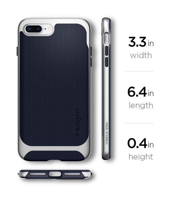 Apple iPhone 8 Plus / 7 Plus Original Spigen Case Neo Hybrid Herringbone - Satin Silver Apple iPhone 8 Plus / 7 Plus Original Spigen Case Neo Hybrid Herringbone - Satin Silver