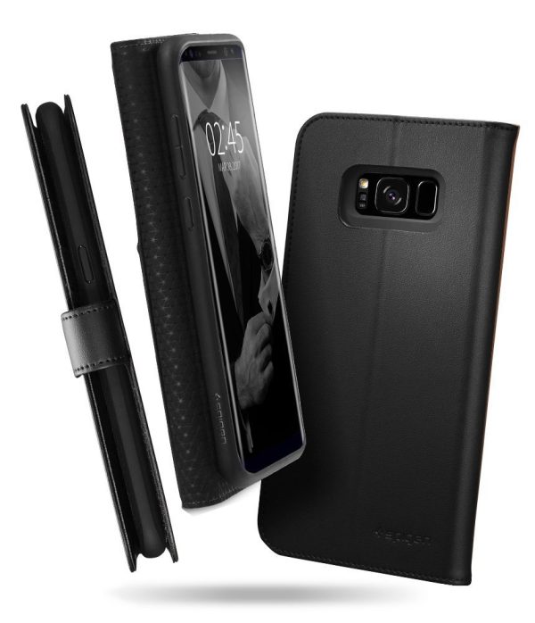 Samsung Galaxy S8 Spigen Wallet S Flip Cover Case - Matte Black