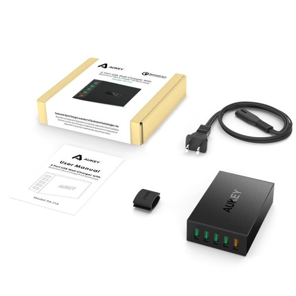 AUKEY 5-Port 54W Desktop Charger with QC 3.0 - Black - PA-T15