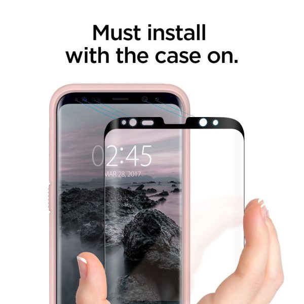 Galaxy S8 Spigen GLASTr Slim Case Friendly Curved Tempered Glass