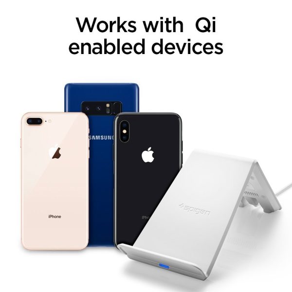 Spigen F303W Wireless Fast Charger for all Qi Certified Devices - White