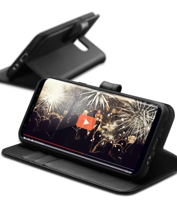 Samsung Galaxy S8 Plus Spigen Wallet S Flip Cover Case - Matte Black