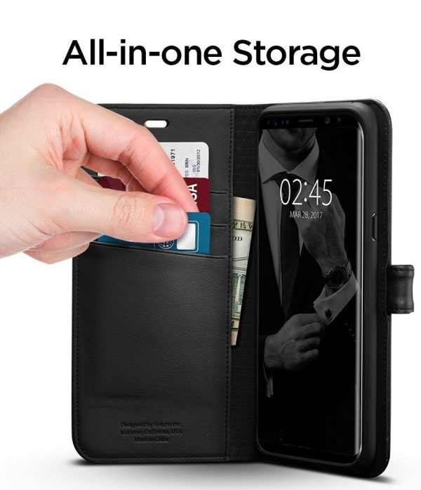 Samsung Galaxy S8 Spigen Wallet S Flip Cover Case - Matte Black Samsung Galaxy S8 Spigen Wallet S Flip Cover Case - Matte Black