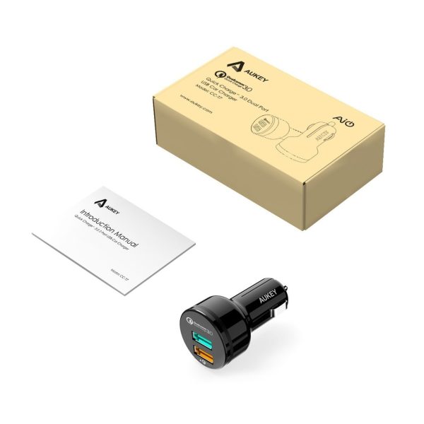 AUKEY Dual-Port Turbo Car Charger with QC 3.0 (Black) - CC-T7