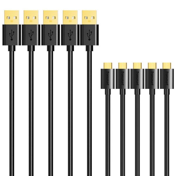 Tronsmart Micro USB Cable Pack - 5 Cable Pack MUPP6 - Black (1ft x 1,3.3ft x 3,6ft x 1)