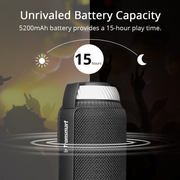 Tronsmart T6 Speaker 25 Watt Dual-Driver 15 Hours Playtime 360 Degree Surround Sound Portable Wireless Speaker with Deep Bass - Black