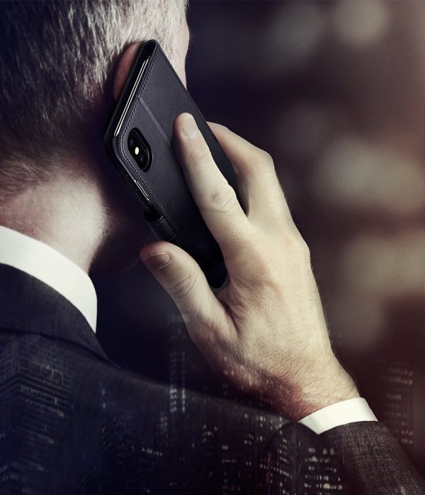 iPhone X Spigen Original Wallet S Flip Cover Case  - Black