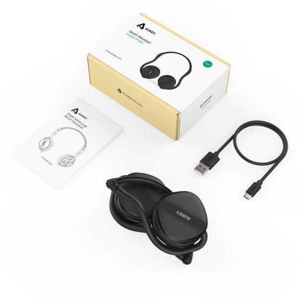 AUKEY Bluetooth Headphones, Foldable On-ear Earphones with 24 Hours Playtime, Built-in Microphone for IPhone, Android Smartphones - Black - EP-B26