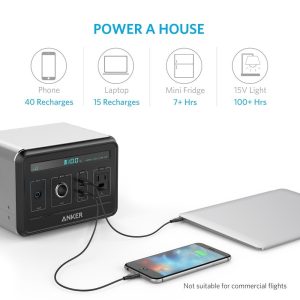 Anker PowerHouse, Compact 400Wh / 120,000mAh Portable Outlet, Generator Alternative Rechargeable Power Source with Silent DC/AC Power Inverter, 12V Car, AC & USB Outputs