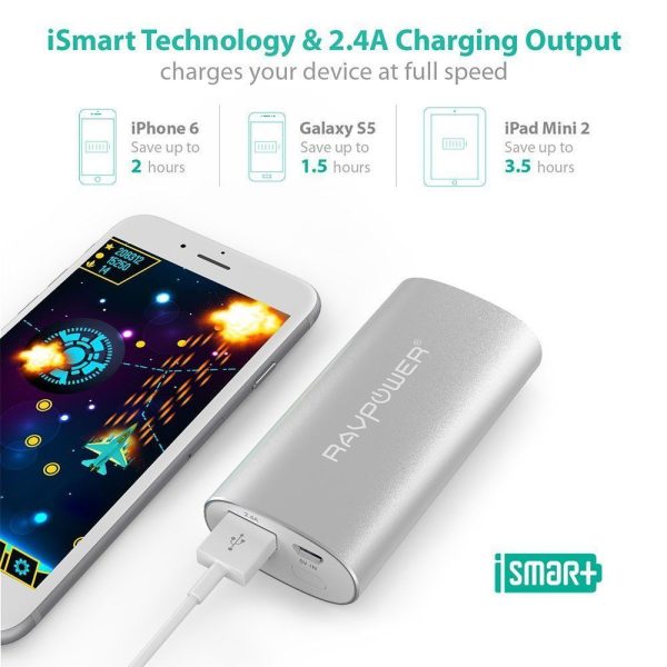 RAVPower 6700mah Portable Power Bank - RP-PB17  Silver